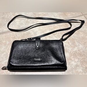 EUC The Sak Iris Black Leather Crossbody Bag